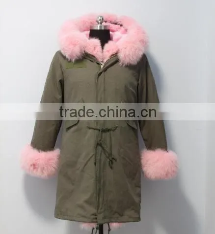 Women Outwear Military Parka Jacket With Real Fox Fur Hood Trim Made in China photo-2