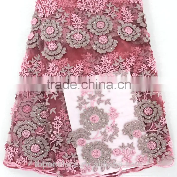 2016 Lastest French Lace African/royal Bule 3d Lace Fabric/african Wedding Lace Fabric photo-4