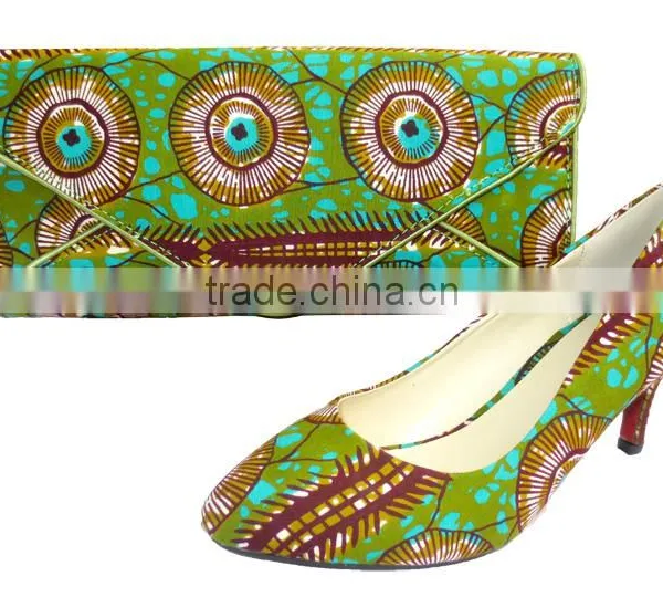 2016 Top Fashion Ankara Fabric African Wax Shoes And Bags Ladies Shoes and Matching Bags African Shoes and Bag Set photo-2