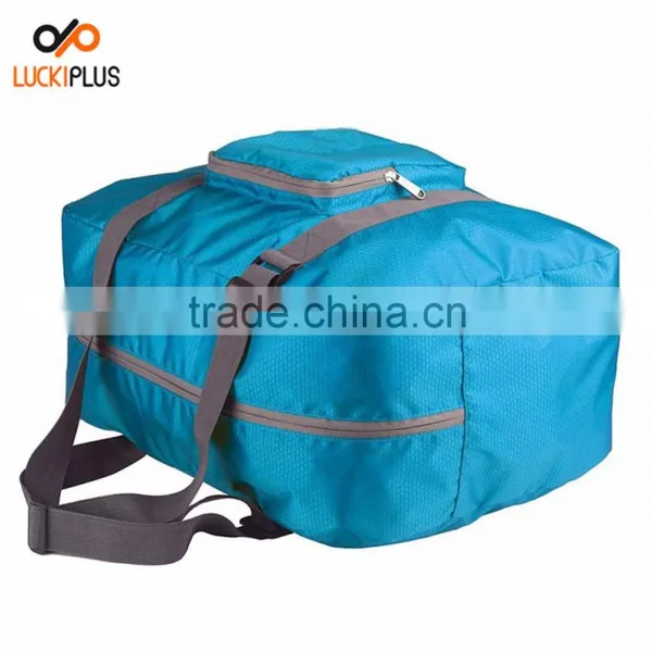 Luckiplus Foldable Travel Duffel Bag Luggage Sports Gym Water Resistant Nylon Blue photo-2