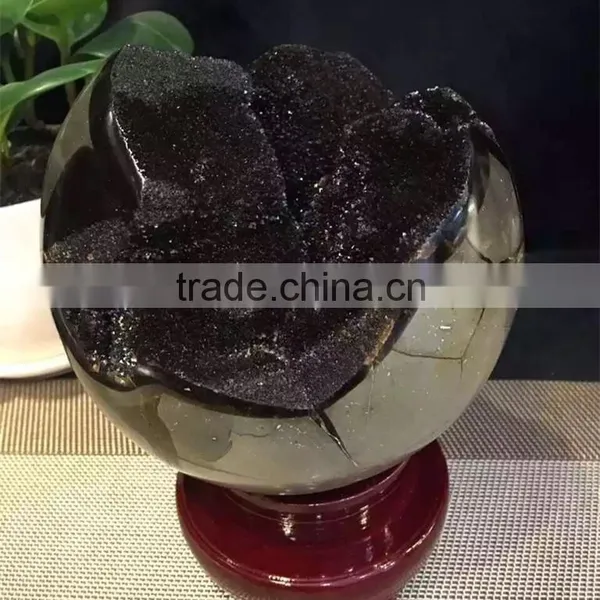 Natural Rock Septarium Geode Crystal Stone Ball Hemisphere Ornaments photo-2