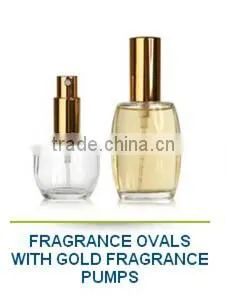 Fragrance Ovals With Gold Fragrance Pumps Glass Cosmetics Container