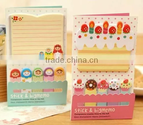 Cute 1+5 Sticker Bookmark Marker Memo Flags Index Pad Tab Sticky Notes photo-5