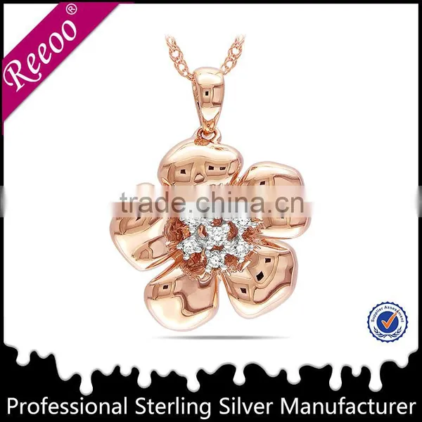 925 Sterling Silver Rose Gold Vermeil Flower Ring photo-2