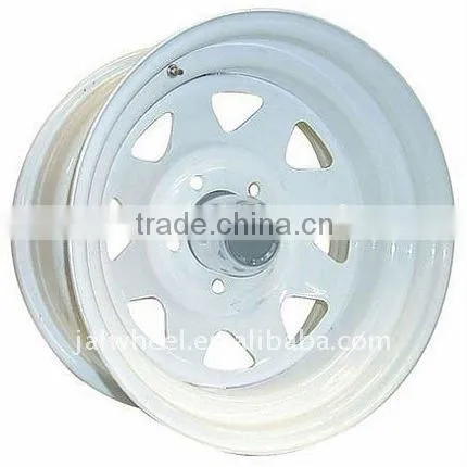 15 Inch White Trailer Steel Wheels Eight Spokes