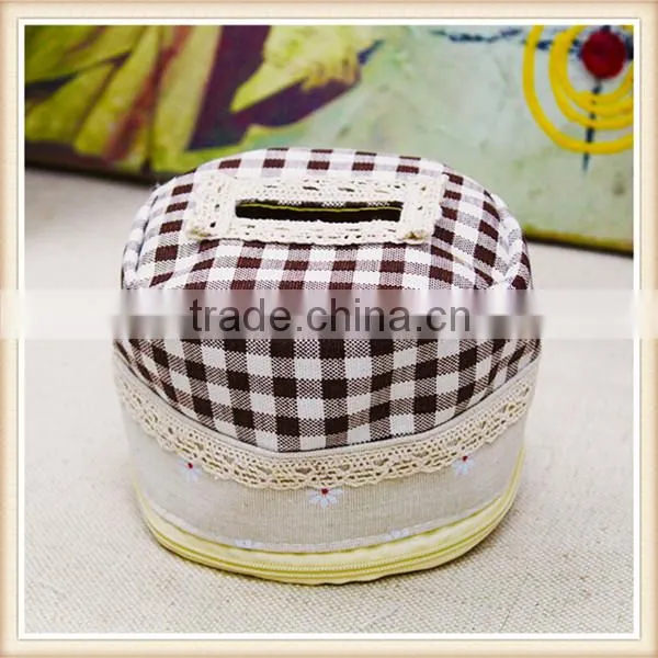 Cute Round Tissue Box /cotton and Linen Desk Storage Cylinder Tissue Box photo-3