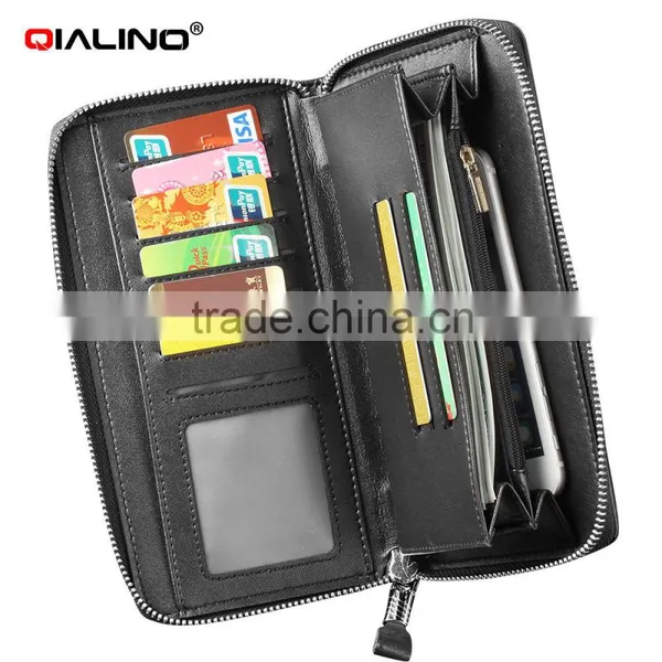 QIALINO Wholesale Zip Wallet Luxury Ostrich Leather Card Wallet Handbag photo-2