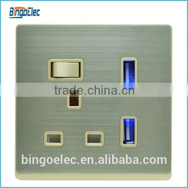 British Standard 3pin 13A Switch With Double Usb Electrical Socket