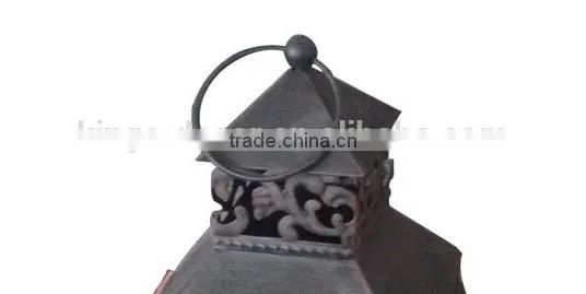 Red Color Wood Lantern Cross Frame Iron Top photo-3