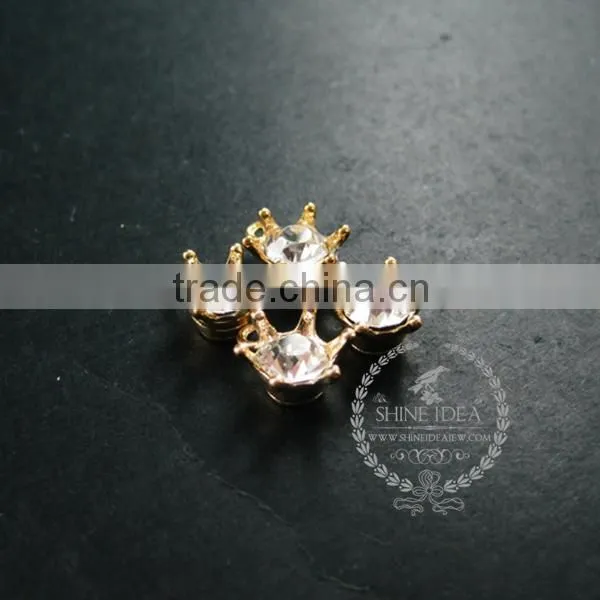 18mm Gold Plated Brass Zircon Imperial Crown Pendant Charm DIY Supplies Findings 1800148 photo-2
