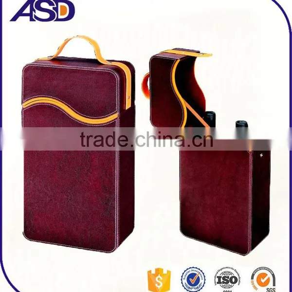 Top Grade Individuation Leather 2bottles Wine Box With Custom Logo Printing