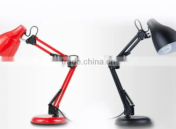 Adjustable Height Modern Bend Desk Lamp Metal In Black White And Red Finish Bedroom Living Room Table Lamp photo-2
