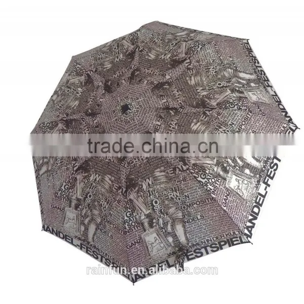 Full Printing Automatic Open 3 Foldable Umbrella photo-2