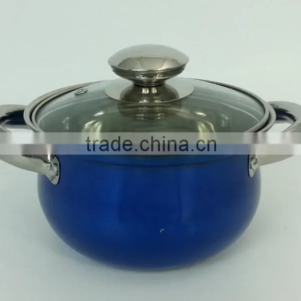 10pcs Colorful Soup Pot ss Pot With Glass Lid And Ear Handle Of Stainless Steel Cookware Set photo-5