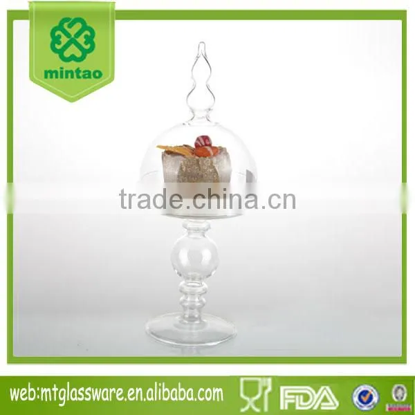 Top Grade High Temperature Resistance Cake Dome Set Glass Cover With Glass Pedestal photo-3
