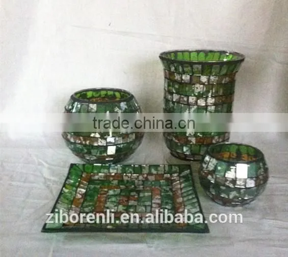 High Quality Mosaic Coloured Designer Glass Vase photo-5