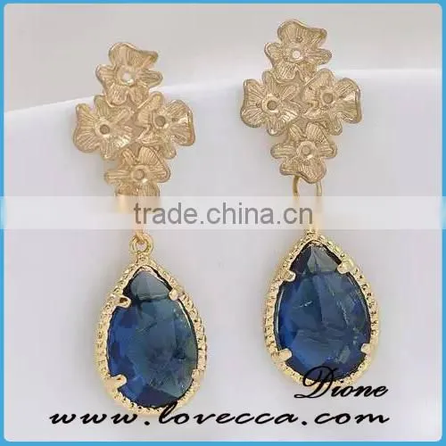Fashion EarringJewelry Shinney Gemstone Hoop Earring With 18K Gold Plated photo-3