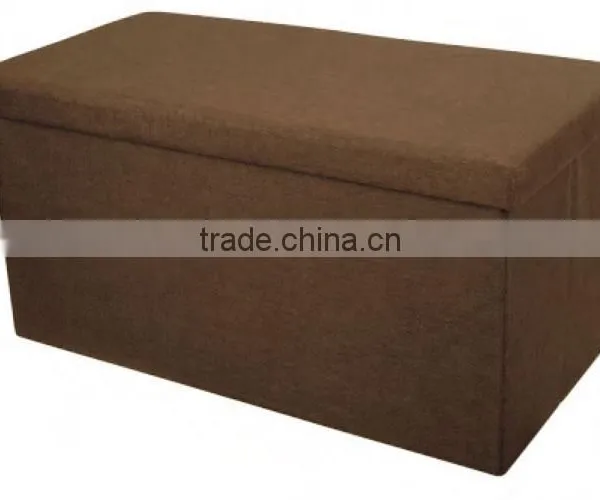 Household Brown Rectangle Foldable Polyester Linen Storage Ottoman photo-2