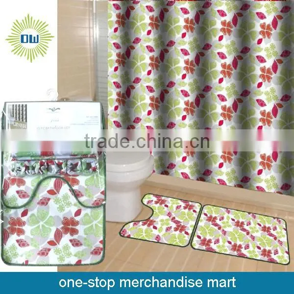 Waterproof Polyester Shower Curtain With Bath Mat Set photo-3