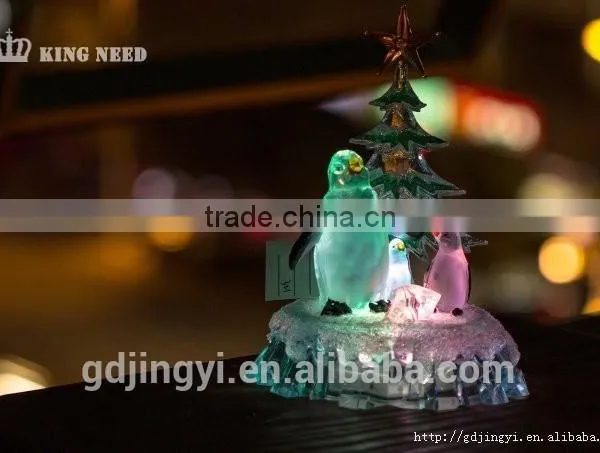 Acrylic Christmas Penguins &Tree Crystal Decoration With Led Light For Gift photo-2