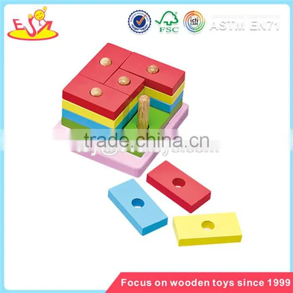 Wholesale Colorful Wooden Stacking Blocks Toy Beautiful Toddler Wooden Stacking Blocks Toy W13E001 photo-3