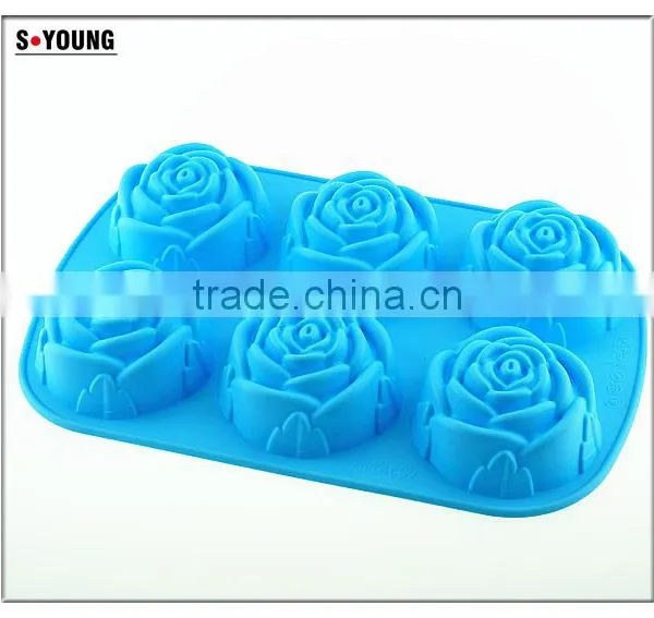 10110 6pcs Roses Shaped Silicone Chocolate Mould and Mold photo-3