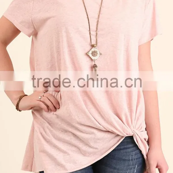 Short Kaftan Tops Women Cotton Polyester Basic Short Sleeve Side Knot SCRUNCHED TOP photo-3
