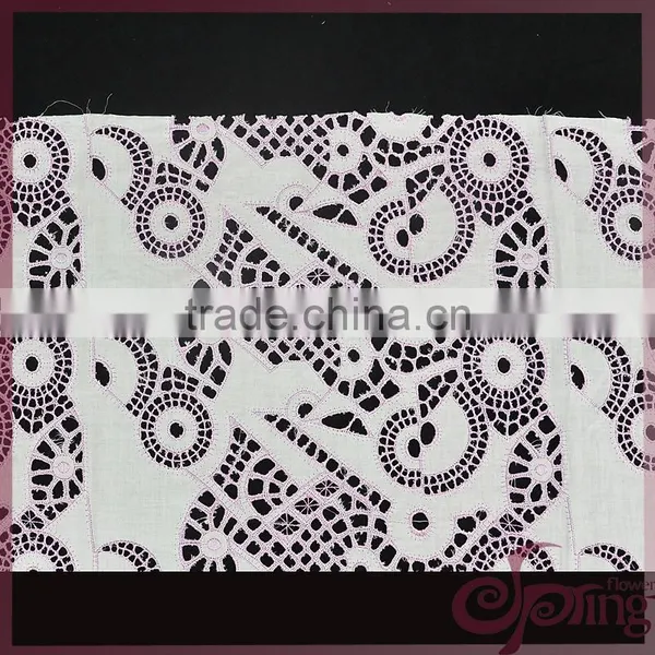 Pink Irregular Hollow Out Cotton Lace Fabric, Elegant Cotton Embroidered Fabric photo-5