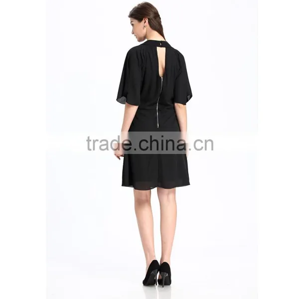 Domin Fashion Black Style Embroidery Clothes Women Dress photo-6