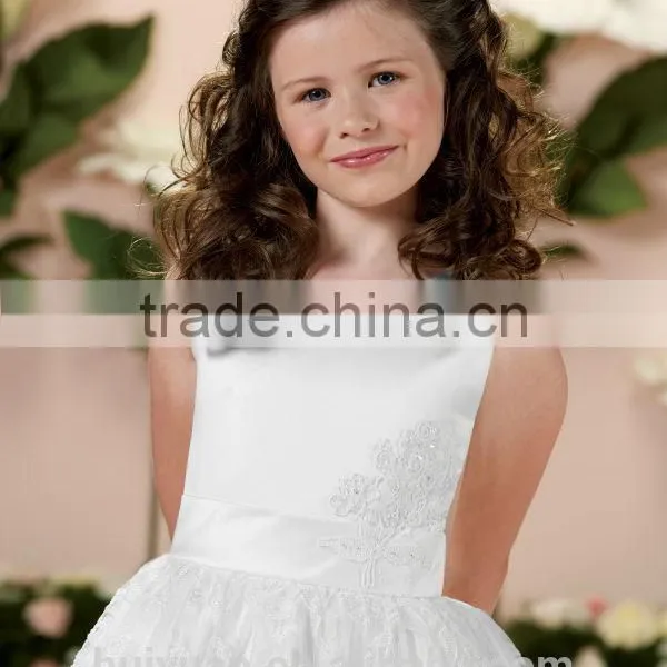 White Lace Detachable Cap Sleeve Baby Gown Formal Dresses for Kids photo-3