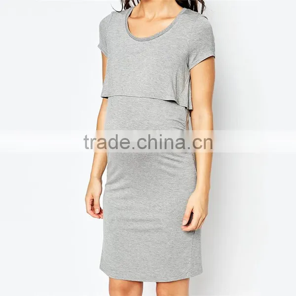 Double Layer Bodycon Maternity Wear Dress Wholesale Plain Maternity Wear Clothes photo-2