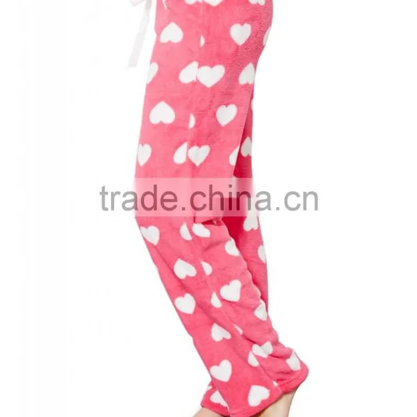Pink Heart Plush Pants Cute Cotton Women Sleepwear photo-4