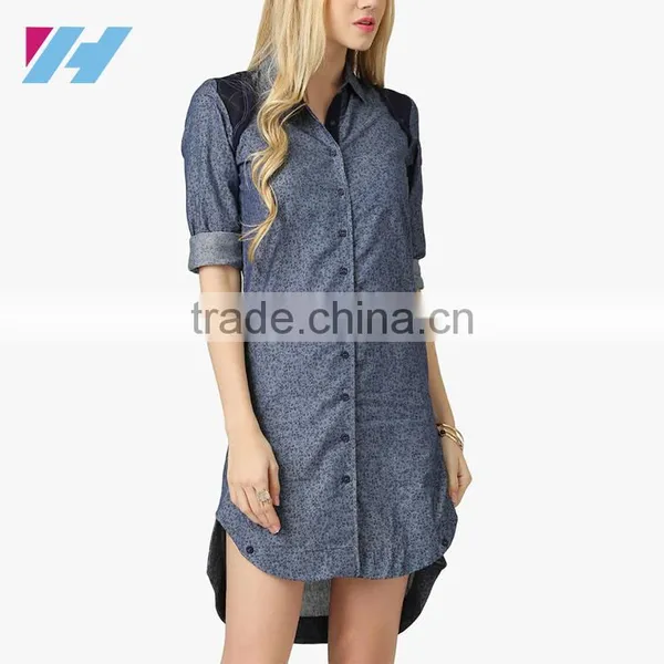 Korean Wholesale Fitness Apparel Clothing Printed Slim Shift Shirt Dresses photo-2
