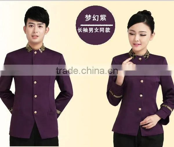 Juqian Custom Elegant High Quality Fashion Waiter and Waitress Reception Hotel Uniform for Autumn Winter photo-3