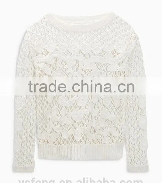 Latest Fashion Solid Color Special Pattern Girls Sweaters 2017 photo-2