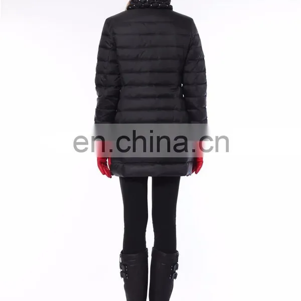Ladies Trench Coat Black Jacket Fur Hood Down Jacket photo-6