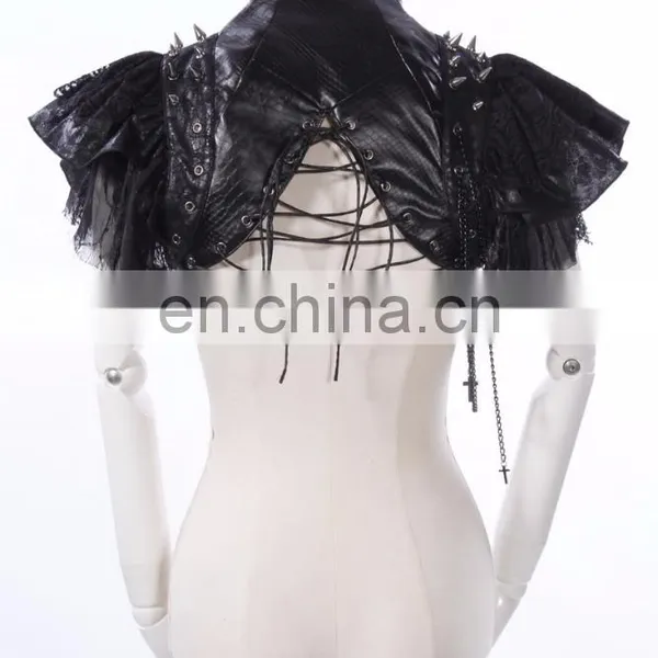 Gothic Extravagant PU Leather Bolero Shrug Jacket photo-3