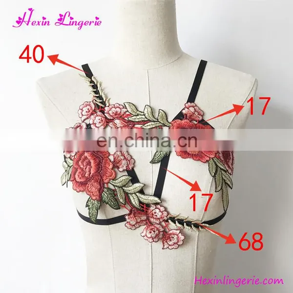 2017 Women Bra Elastic Flower Printed Harness Bralette Crop Top photo-3