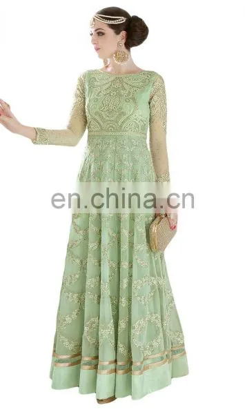 2017 Women's Party Wear Net Heavy Embrodiery Anarkali Suits Dress Material (Semi-Stitched Suits 2017) photo-3