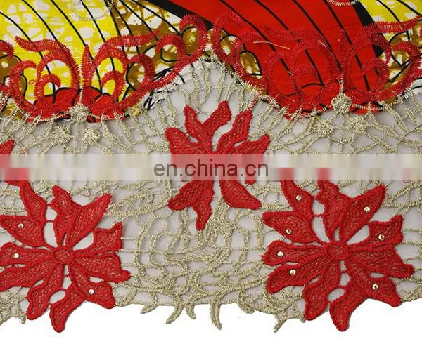 2016 Fashionbale African Ankara Mixed With French Net Lace for Women photo-3