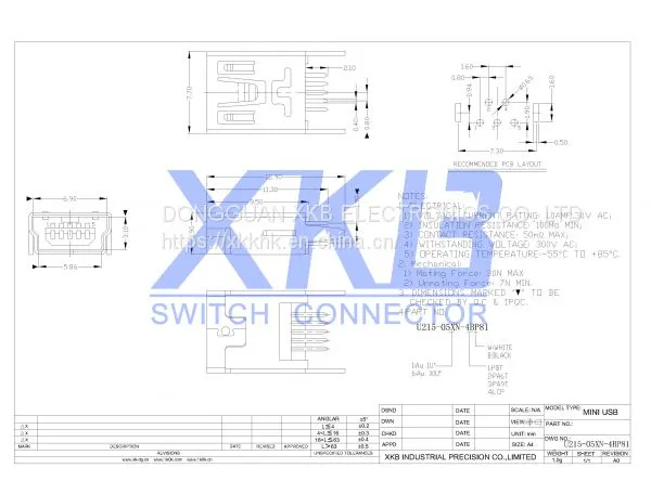 Cross-border Supply 180 Degree Mini USB Socket photo-2