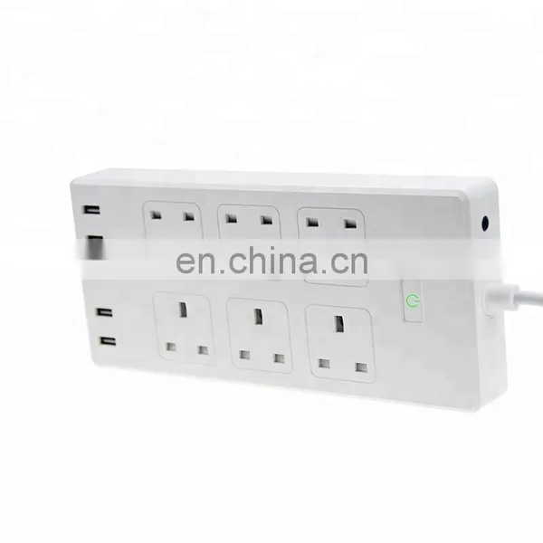 FRANKEVER IPhone Android Smartphone Control 6AC Electric Outlets WiFi Smart White Power Strip With 4 USB Charging Ports photo-2