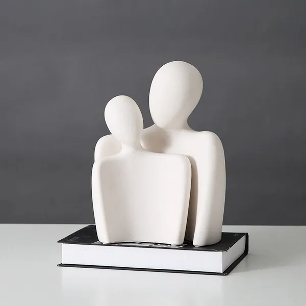 Little People Embrace Abstract Art Black And Whtie Ceramic Decor Decoration For Hallway Tv Bench photo-5