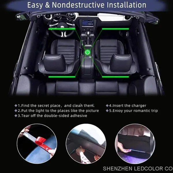 Interior Car Lights Car Led Lights APP Control With Remote Music Sync Color Change RGB photo-3