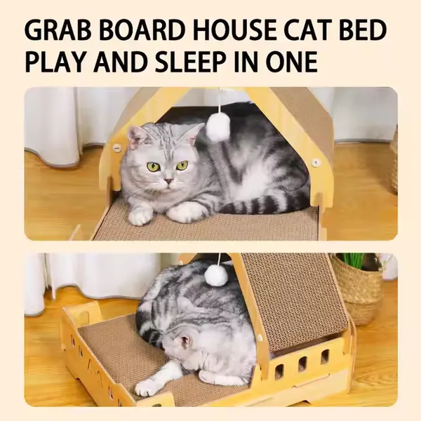 MEOW LOVE Princess Bed Cat Scratching Board Easy To Clean Custom Scratch-Resistant Claw Corrugated Paper With Toy Balls Decompression Rest Exercise photo-3