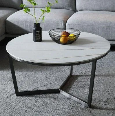 Black White Fashion Design Sintered Stone Round Dining Table
