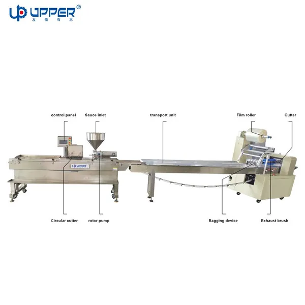 Automatic butter filling and nitrogen filing flow packing machine for Sandwich Bread Hamburger