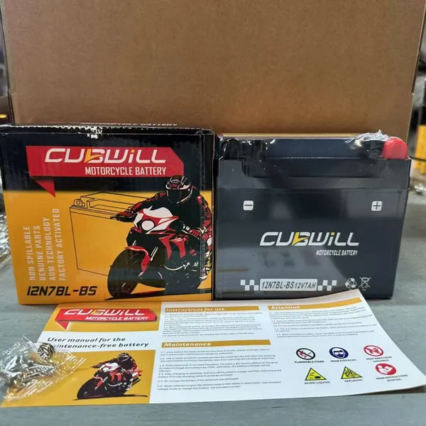 AGM Sealed 12V 7ah Motorcycle Battery 12n7bl-BS Совместимый с YAMAHA Ybr125 Аккумулятор для мотоцикла на основе свинцовой кислоты 12N7BL-BS