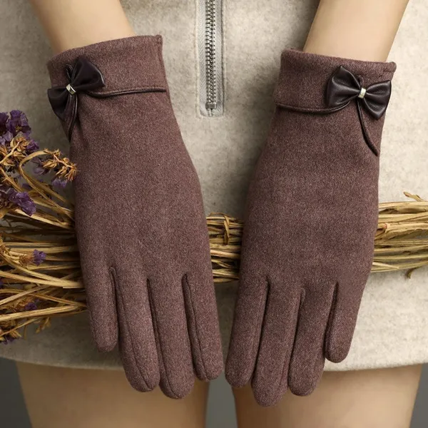 Women Winter Touch Screen Gloves Bow Decor Warm Driving Daily Gloves Multiple Colors Available In Stock photo-5