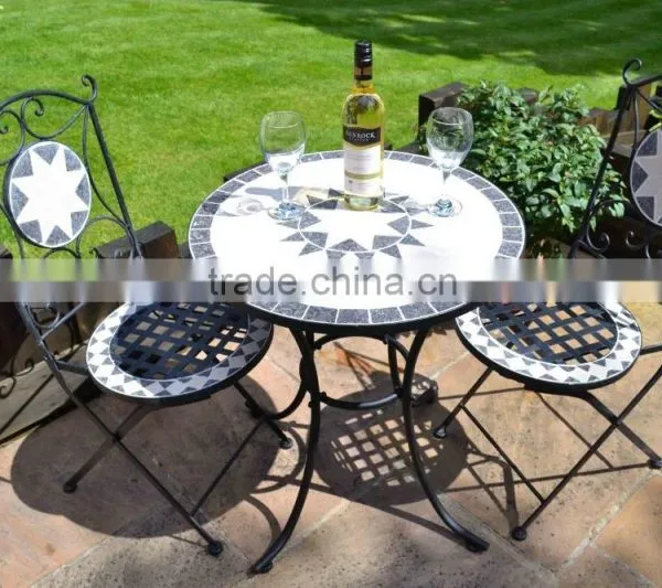Mosaic Bistro Table With Two Folding Chairs Set photo-3